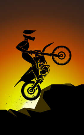 Off road sport Motorcycle. vector colorfull illustrationのイラスト素材