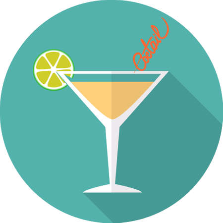 Cocktail Flat Blue Simple Icon with long shadow, vector illustrationのイラスト素材