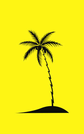 Palm tree black silhouette, vector illustrationのイラスト素材