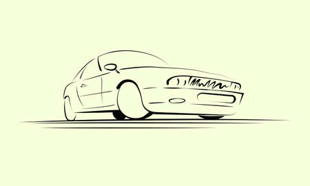 Car linear sketchのイラスト素材