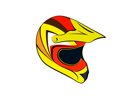 Orange red yellow helmet motocross enduro atv Vector illustrationのイラスト素材