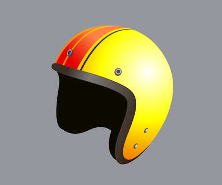 Yellow motorbike classic helmet. Retro vector illustrationのイラスト素材