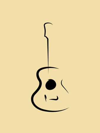 Acoustic guitar line icon Vector illustrationのイラスト素材