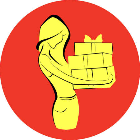 Young happy smiling woman hold gift boxのイラスト素材