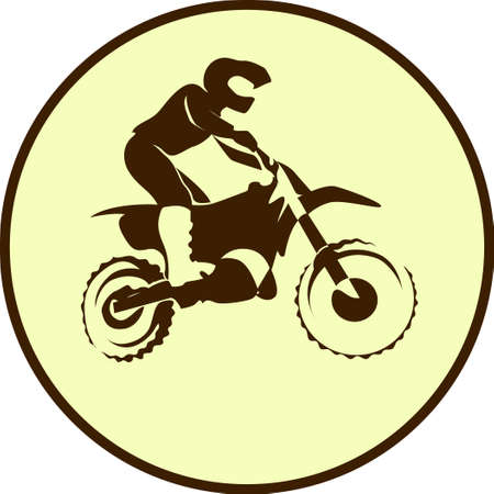Motocross endure background. Silhouette of a man who rides on a motorbike .のイラスト素材