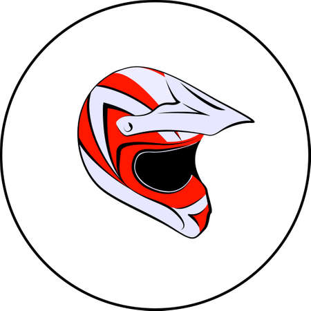 White red black helmet motocross enduro atv Vector illustrationのイラスト素材