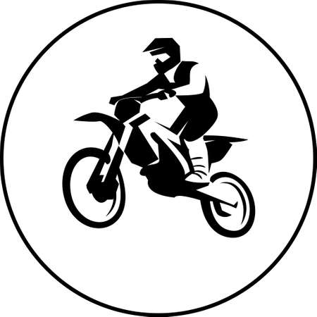 Motocross enduro background. Silhouette of a man who rides on a motorbike . Vector illustration.のイラスト素材