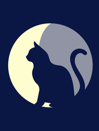 moon cat vectorのイラスト素材
