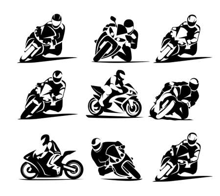 Motorcycle Icon. Sportbike sign isolated on white background. Flat design style. Vector illustration. iconのイラスト素材