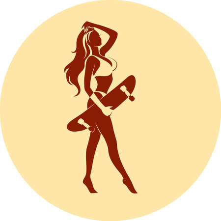 Woman with skateboardのイラスト素材