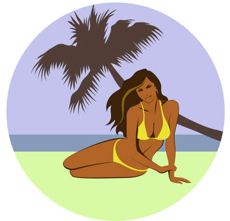 beautiful beach girlのイラスト素材
