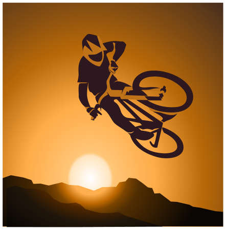 bicycle mtb trick jumpのイラスト素材