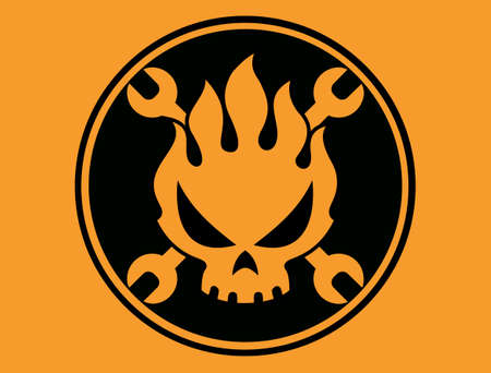 Flame skull cartoon vector vector sticker illustrationのイラスト素材