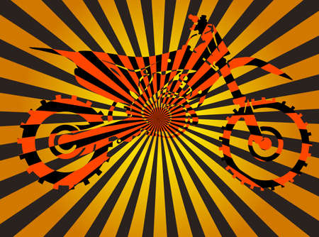 Optical illusion of volume. Round vector isolated motorcycle in patternのイラスト素材