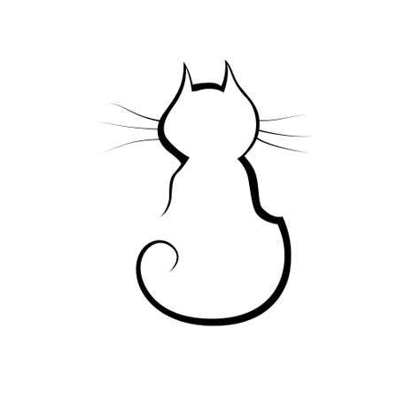 Cat line icon little cute pet vectorのイラスト素材