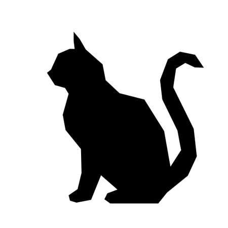 Black silhouette of cat dark wild vectorのイラスト素材