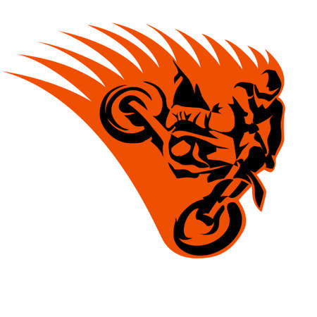 Racer and sport motocross bike vector iconのイラスト素材