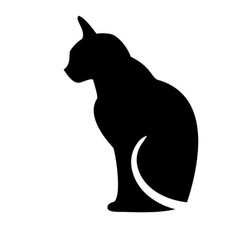 Black silhouette of cat dark wild vectorのイラスト素材