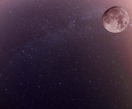 Milky way and Moon
