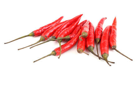 Chili peppers on whiteの写真素材