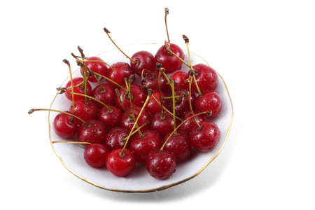 Cherries on dishの写真素材
