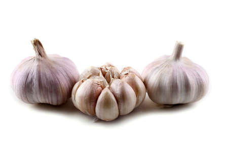 Garlic isolated on whiteの写真素材