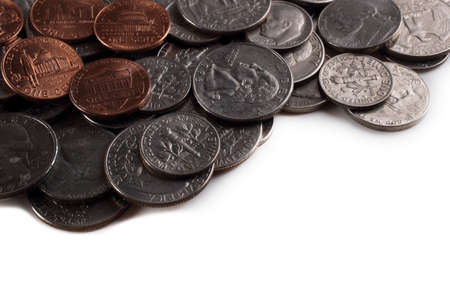 Coins background. American moneyの写真素材