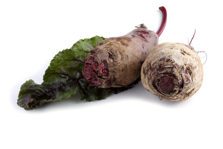 Two beets and leaves