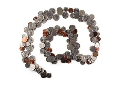 E-mail address symbol (@) made of coinsの写真素材