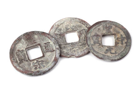 Ancient Chinese coins. Feng shui mascotの写真素材