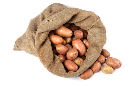 Potatoes in bagの写真素材