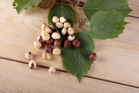 Hazelnuts on table