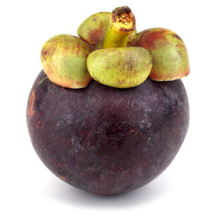 Mangosteen isolated on whiteの写真素材