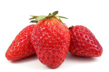 Strawberries isolated on whiteの写真素材