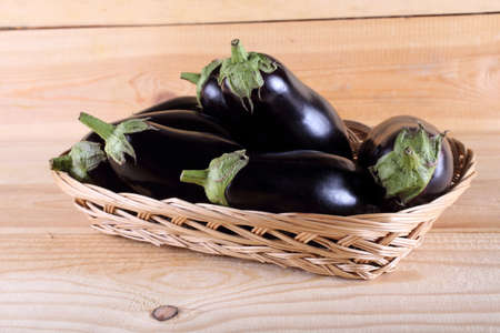 Aubergines on tableの写真素材