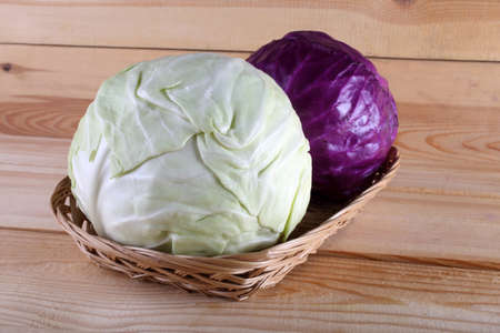 Cabbage on tableの写真素材