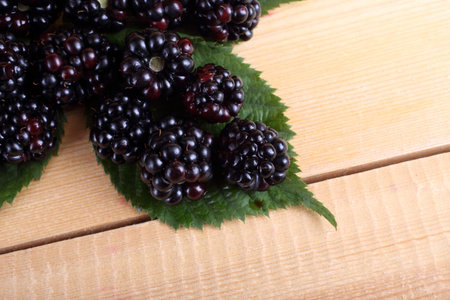 Blackberries on table. Fresh organic food