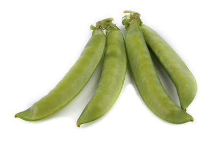 Pea pods isolated on whiteの写真素材