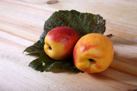 Nectarines on tableの写真素材