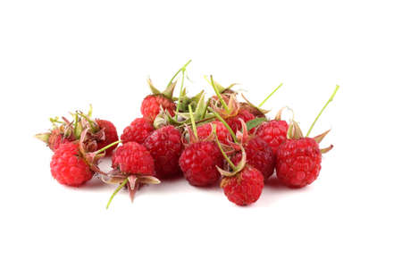 Raspberries isolated on whiteの写真素材