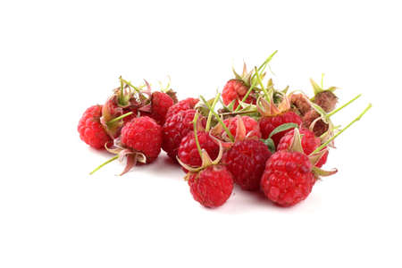Raspberries isolated on whiteの写真素材