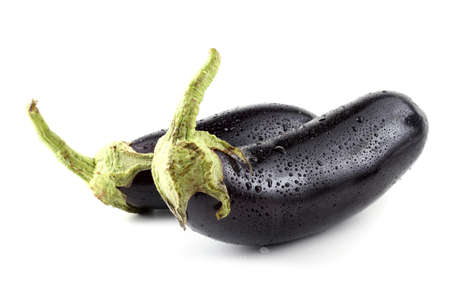 Twp eggplants isolated on whiteの写真素材