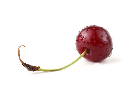 Red cherry isolated on whiteの写真素材