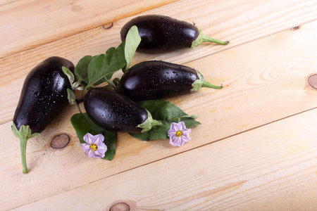 Eggplants on table