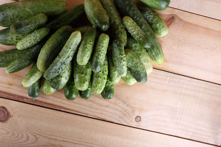 Cucumbers on tableの写真素材