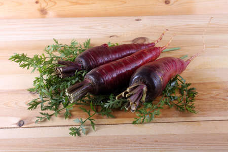 Red carrots on tableの写真素材
