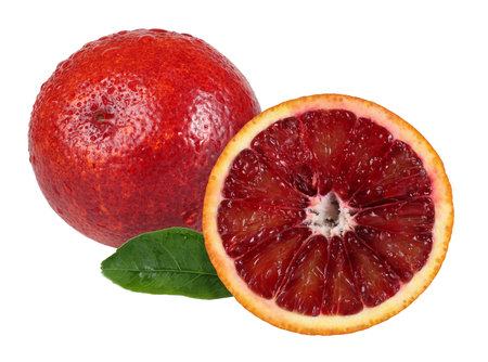 Red Sicily orange with a half. Very detailedの写真素材