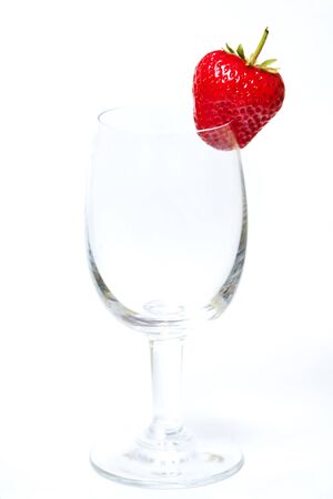 Red and ripe strawberry in the glassの写真素材