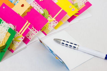 Beautiful varied handmade greeting cards - on a white background