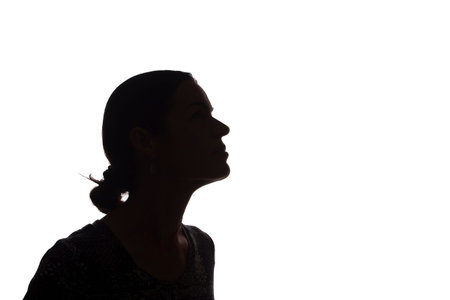 Portrait of a young woman, pensive, thinking side view - silhouette, isolated